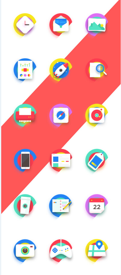 写实的扁平化图标集psd模版下载