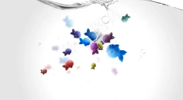 水下小鱼图片psd模版下载