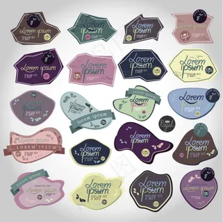 复古异形标签贴纸设计矢量素材-1