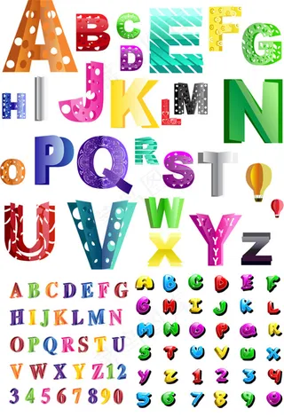 彩色创意英文字母矢量素材