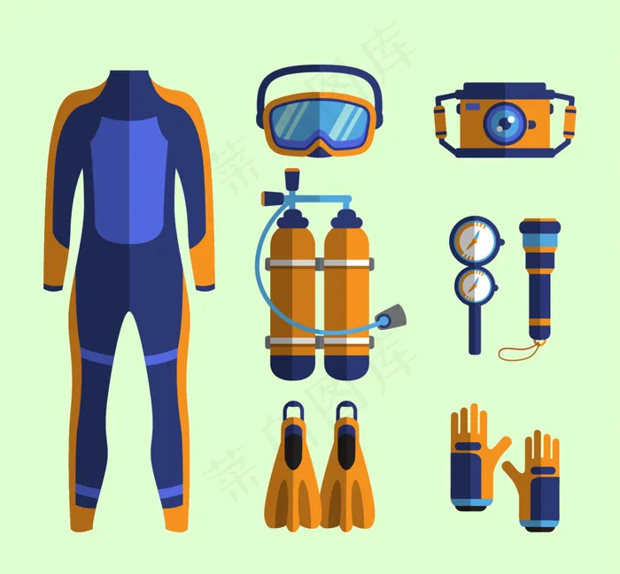 矢量潜水运动矢量素材包ai矢量模版下载