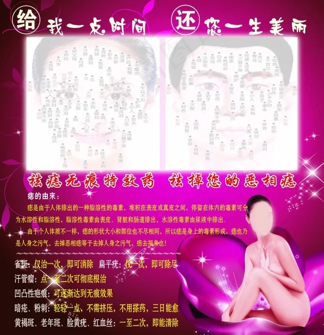 面部穴位图 裸体美女(3638X3756(DPI:120))psd模版下载