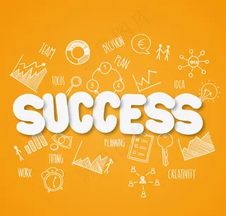 商务成功剪贴艺术字