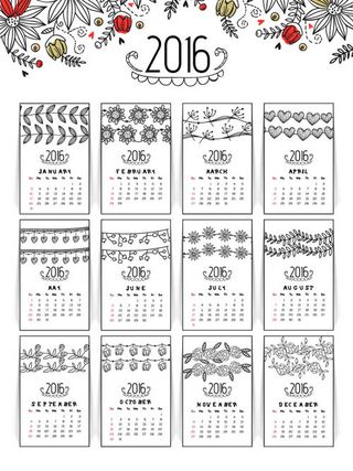2016猴年日历模板矢量素材V.35