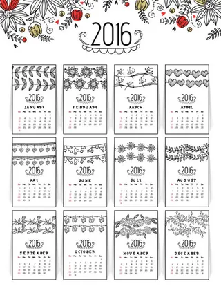2016猴年日历模板矢量素材V.35