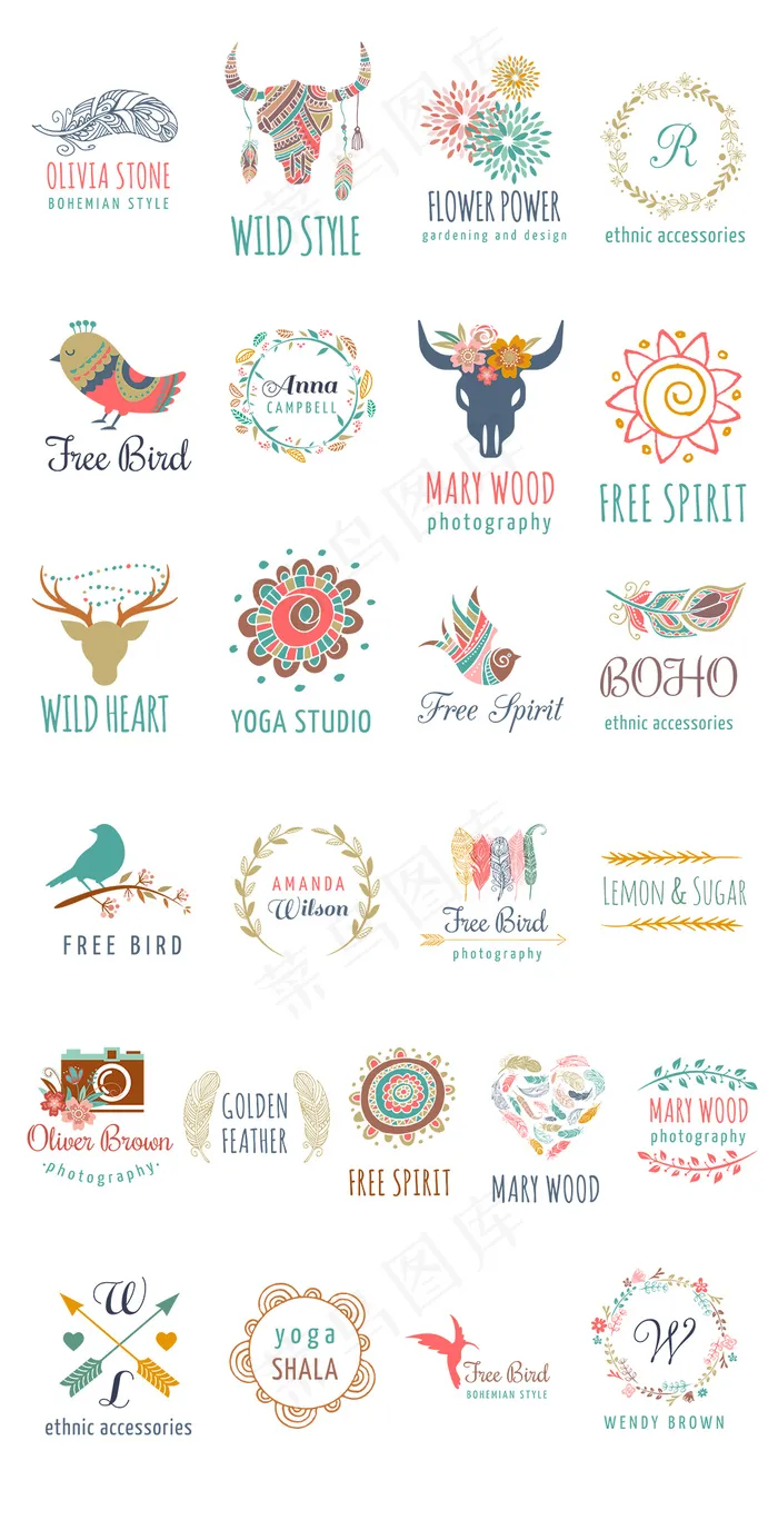 波西米亚风logo设计psd模版下载