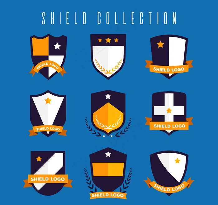 9款扁平化盾牌设计矢量图ai矢量模版下载