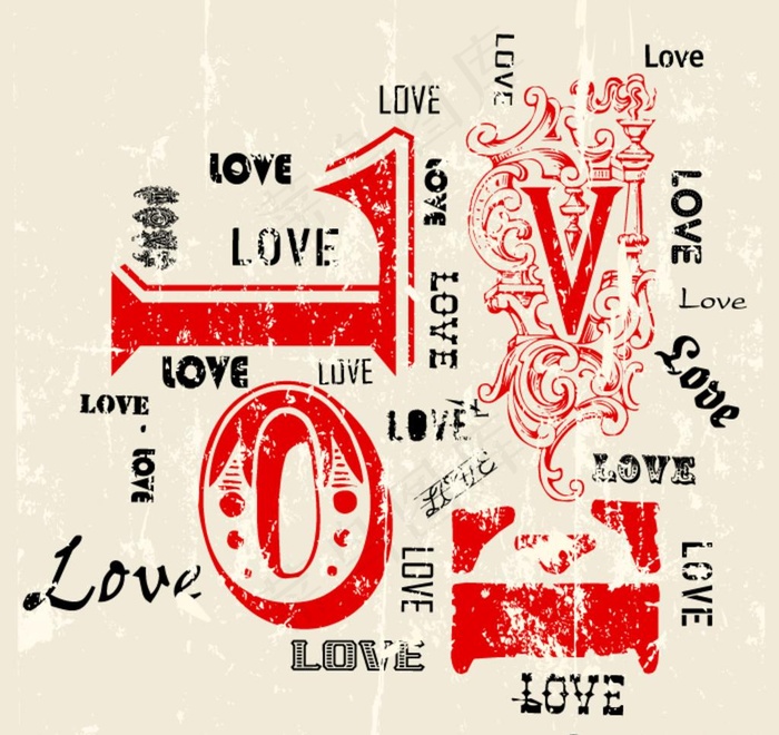LOVE图案cdr矢量模版下载