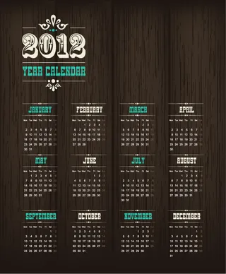 2012年日历模板矢量素材