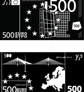 欧元正反黑白图图片