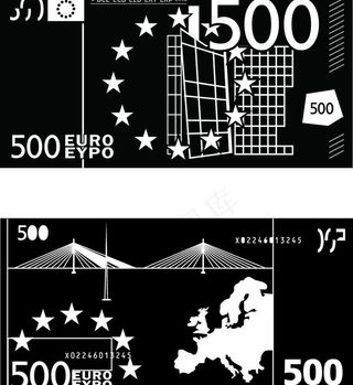 欧元正反黑白图图片