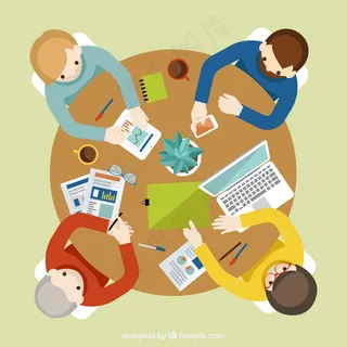 办公桌上的商务会议