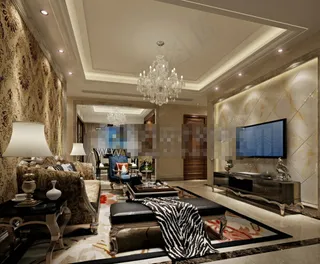 室内设计个性客厅效果图模板下载