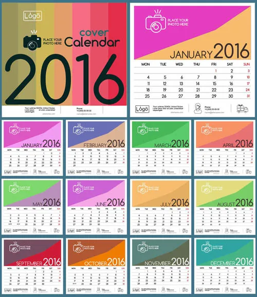 2016猴年日历模板矢量素材V.26eps,ai矢量模版下载