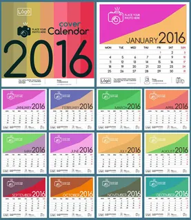 2016猴年日历模板矢量素材V.26