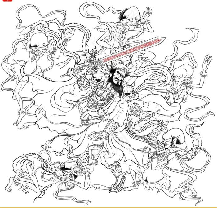 镇宅圣君钟馗ai矢量模版下载
