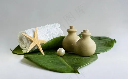 美容用品 毛巾 绿叶图片