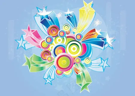 自由多彩的复古设计背景矢量图形