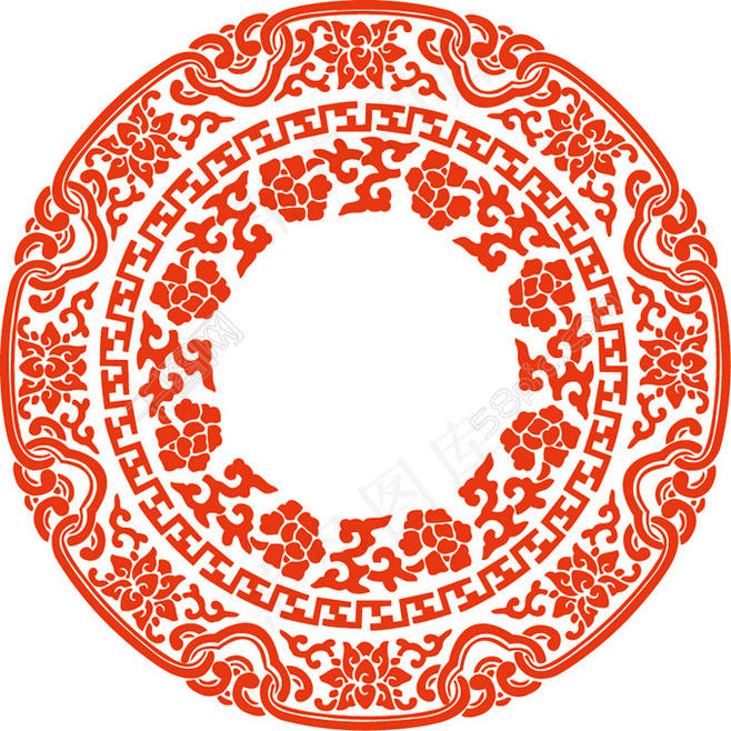 中国古典圆形花纹矢量素材