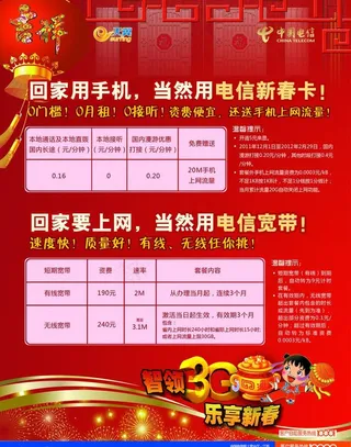 电信天翼新春卡宣传页图片
