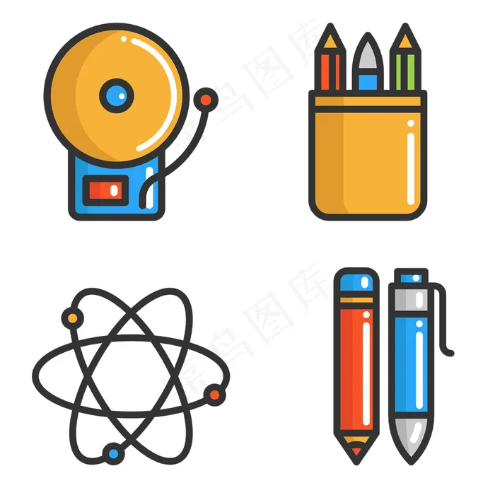 学校用品icon图标eps,ai矢量模版下载