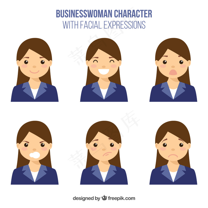 卡通人物扁平化可爱各种职业矢量素材