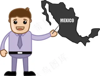 显示墨西哥地图-商务办公的卡通人物