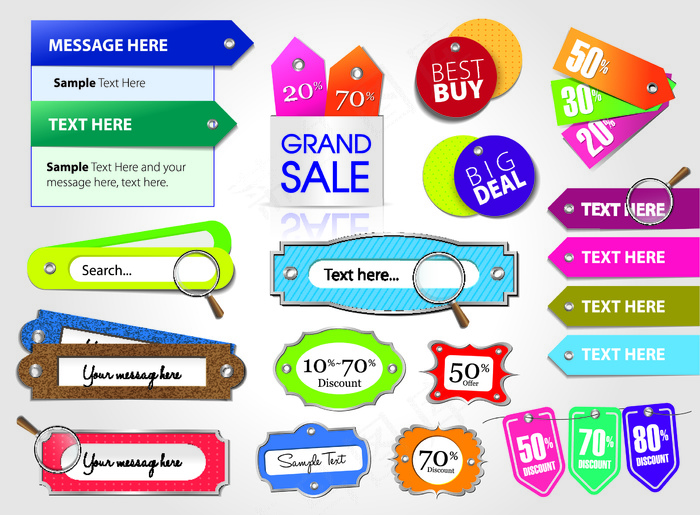 15个美丽的彩色标签矢量包