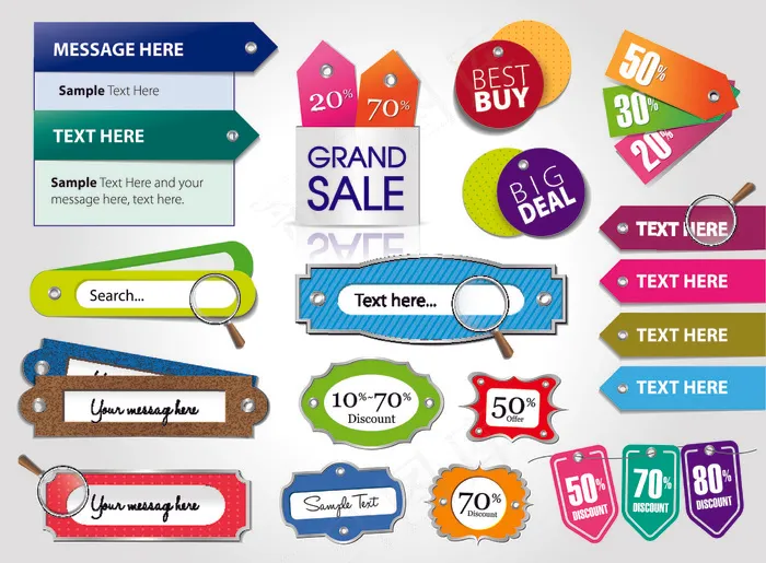 15个美丽的彩色标签矢量包