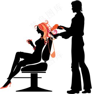 趋势美发人物剪影矢量素材