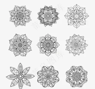 9款手绘花纹矢量素材