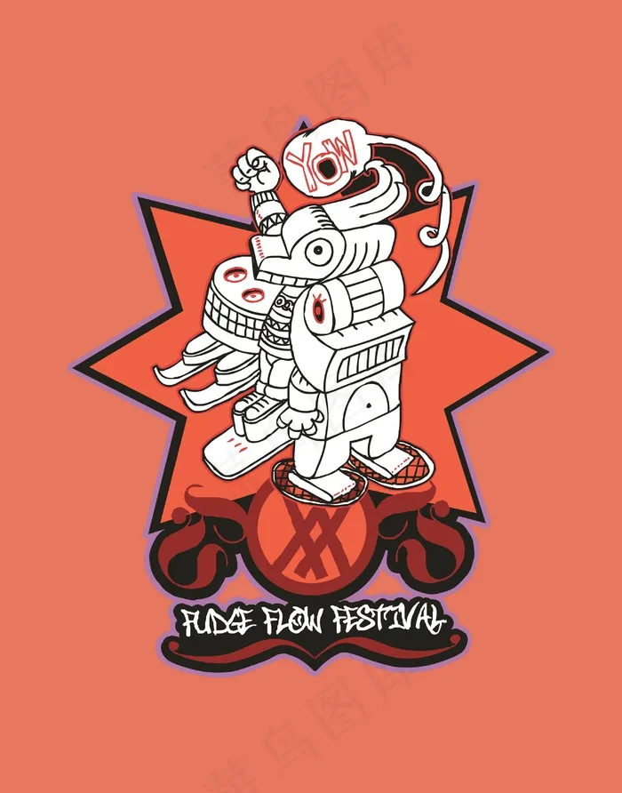 T恤印花图案设计欧美插画前卫图案设...