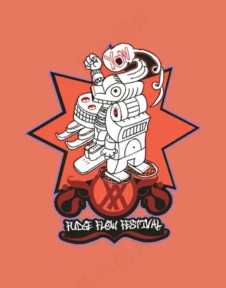 T恤印花图案设计欧美插画前卫图案设...