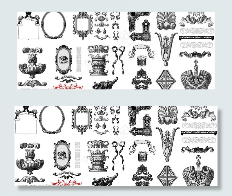 欧式华丽花纹花边矢量素材图片