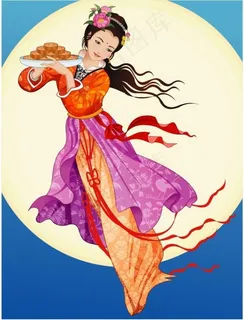 中秋的仙女嫦娥矢量素材17