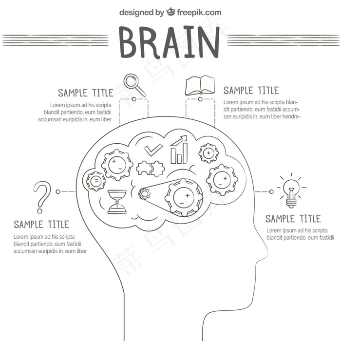 人脑信息图表与图标