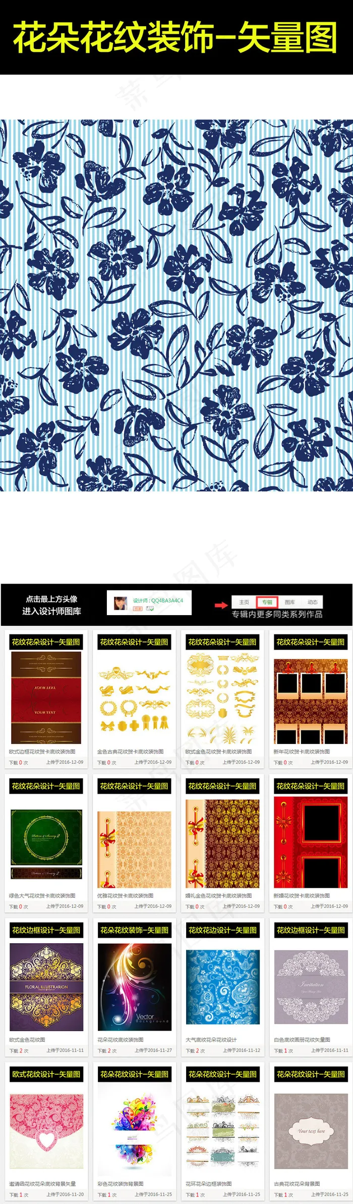 卡通手绘鲜花花朵底纹设计元素