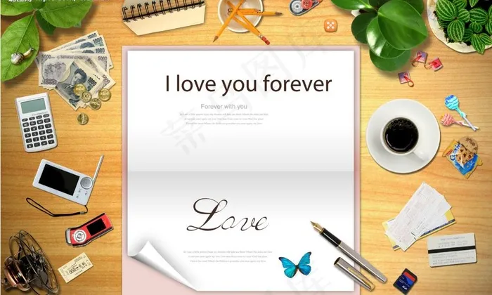 桌上的信件图片(3500X2300(DPI:300))psd模版下载