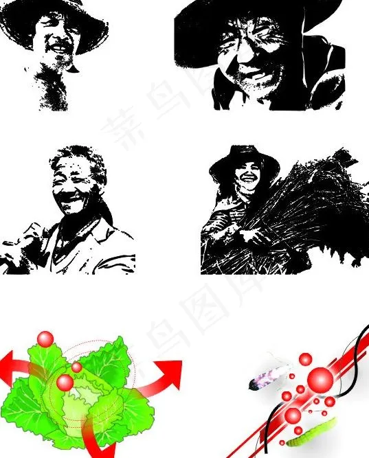 农民头像与创意图形图片cdr矢量模版下载