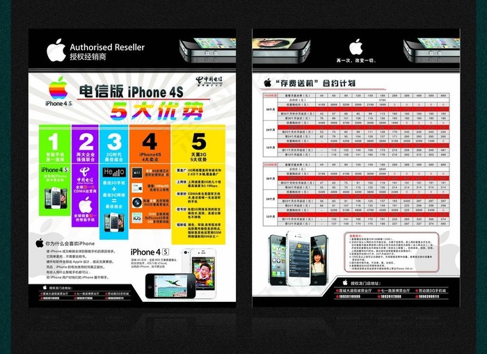 电信苹果手机五大优势图片cdr矢量模版下载