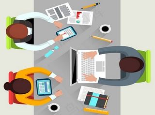 创造性的办公桌顶视图