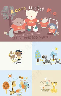 卡通动物插画矢量素材图片