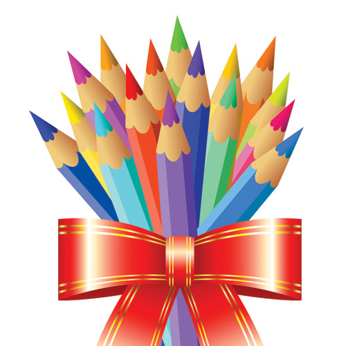 彩色铅笔主题矢量素材