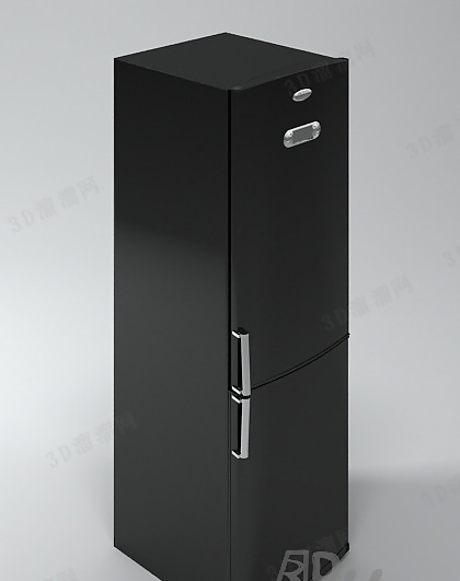 3D黑色钢琴漆冰箱模型