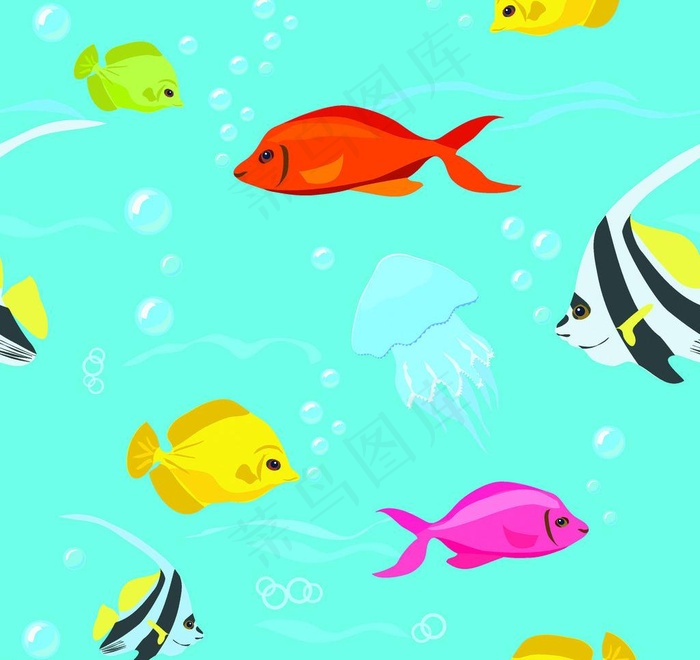 海洋生物图片eps,ai矢量模版下载