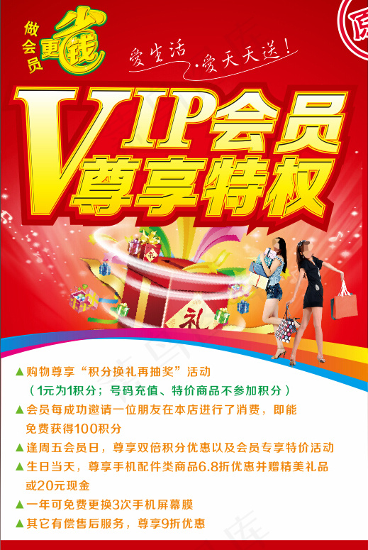 VIP会员尊享特权海报cdr矢量模版下载