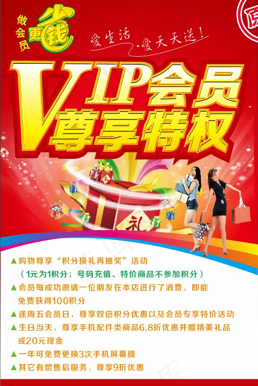 VIP会员尊享特权海报cdr矢量模版下载