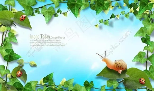 春天叶子边框图片(4000X2600(DPI:300))psd模版下载