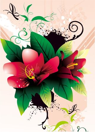 精美艳丽彩绘鲜花矢量素材