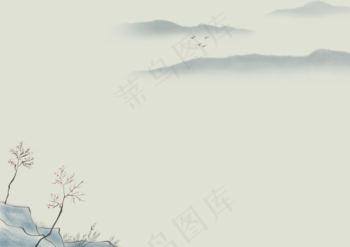 中国风海报背景水墨山水信纸素材